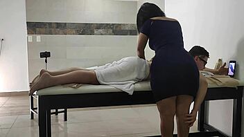 massage gets hot with big ass latina brunette licking balls and rimming deepthroat