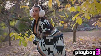 Attractive Arab Brunette Model Strips Outdoors Exposing Big Tits and Ass