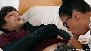 TEACHER GIVES STUDENT A HELPING HANDJOB AND TITTY FUCK