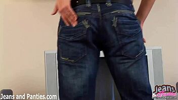 Teasing in tight jeans, wanna see?