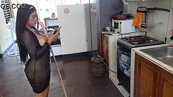 I leaked my kitchen masturbation video with a broomstick.