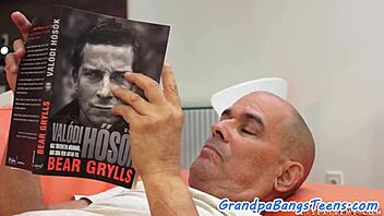 I watched this small-titted teen ride an old man's cock hard