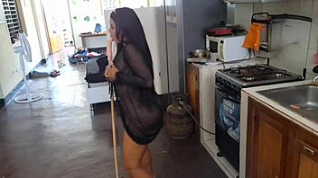 I leaked my kitchen masturbation video with a broomstick.