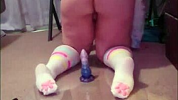 chubby femboy fists ass with dildo