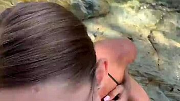 Can You Handle This Sloppy Blowjob Ending With Cum All Over Face And Tits On The Beach?