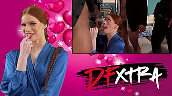 Ever Seen Big-Tittied Redhead Spitroasted by Huge Cock Repairmen?