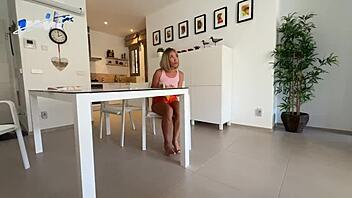 Blonde slut orgasms from blowjob with anal plug and fucking