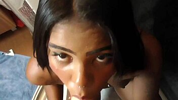 brazilian beauty worships ass and swallows cum