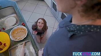 madi collins feels intense pleasure riding monster cock in kitchen