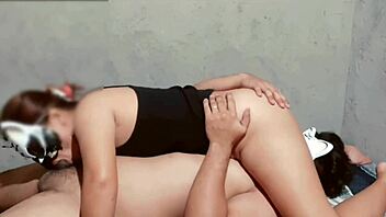 Asian Babe Licks and Rides Wet Pussy on Top