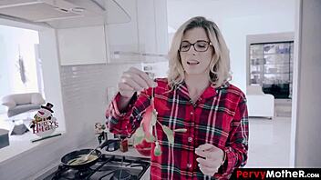 unruly stepson licks refined mother's juicy pussy during holiday feast.