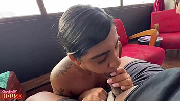 unfaithful wife licks two huge asses