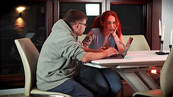 Beautiful Redhead Ditches Lessons For Cock Jacking