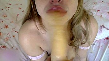 tender girl deepthroats rubber cock solo
