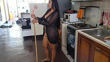 I leaked my kitchen masturbation video with a broomstick.