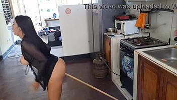 I leaked my kitchen masturbation video with a broomstick.