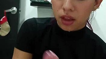 Hot guy gives stepsister oral sex until cumming in mouth.