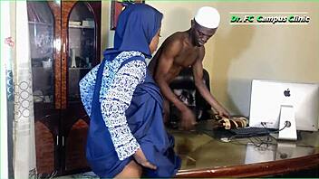 sexy hijab girl fucks big nigerian cock in office