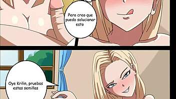 Krillin and Number 18 Fuck, Bulma Joins Comic Sex