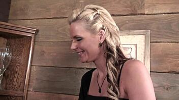 blonde mom phoenix marie with huge tits masturbates in fishnets and gets a cumshot in her asshole