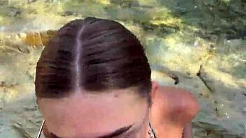 Can You Handle This Sloppy Blowjob Ending With Cum All Over Face And Tits On The Beach?