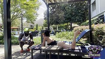 hey, ever seen hawaiian angel ride a huge black cock at the pool?