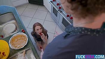 madi collins feels intense pleasure riding monster cock in kitchen