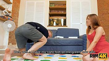 twister game turns into rimjob and sex with redhead girlfriend