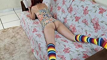 My half-sistah studies without panties, oops!