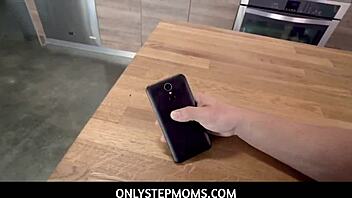 Stepmom’s stunning milf curves drive young guy wild. He can’t resist her seductive charm!