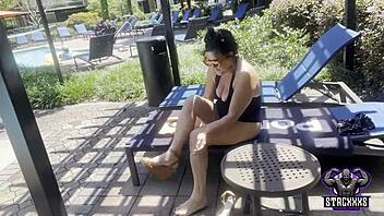 hey, ever seen hawaiian angel ride a huge black cock at the pool?