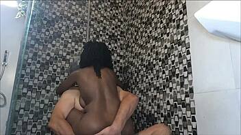ebony milf enjoys a relaxing shower with her sugardaddy