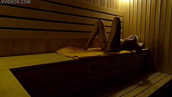 Hidden Camera Captures Teen Masturbating in Sauna at Night