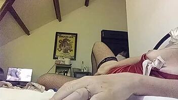 clothed in satin panties, getting doggystyle fuck with french talk