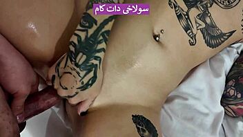 wet pussy doggystyle with tattooed brunette babe