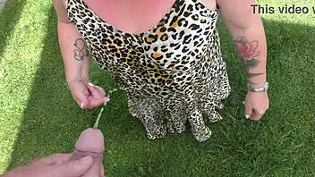 master can't wait to piss on milf and creampie fuck her clothed pussy drenched