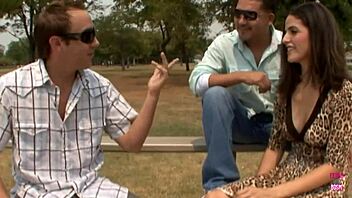 The brunette endured spanking while riding cowgirl style in front of her boyfriend