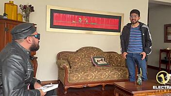 Watch this Venezuelan blonde servant get fucked by an old man debuting his son