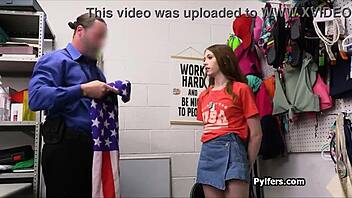 hottie steals flag and deep throats the officer at work