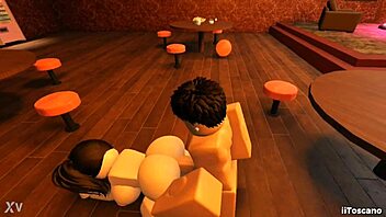 Intensely fucking slut's big ass with monster cock in bar POV.