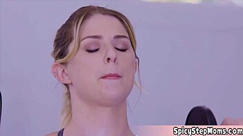 Sporty blonde milf works out until horny gym instructor jumps in for action