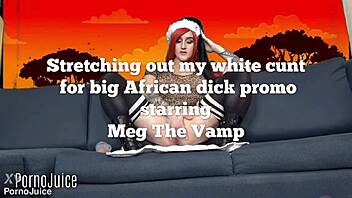 Stretching white cunt for big african dick