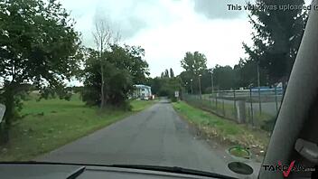 blondie picked up for outdoor doggy pounding with loud moans