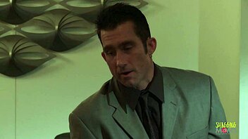 two busty milfs have threesome sex with a guy they just robbed, licking and bending over