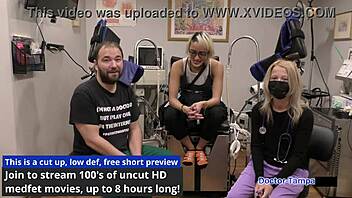 Dr Tampa gives Channy Crossfire a thorough yearly physical with intimate exams.