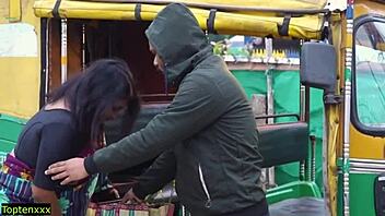 auto driver fucks beautiful passenger bhabhi with clear audio, close up shaved pussy bent over