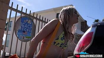 Thea Summers Rubs Stepbro's Cock To Show Gratitude With Fingering And Choking!