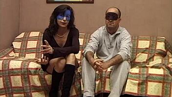 Italian brunette in vintage group swingers scene, cum on ass.