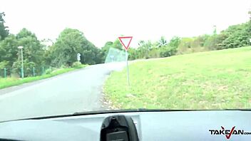 blondie picked up for outdoor doggy pounding with loud moans