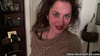 serena cruz, the american milf, feels deep pleasure masturbating in nylon pantyhose, her mature body aching for release